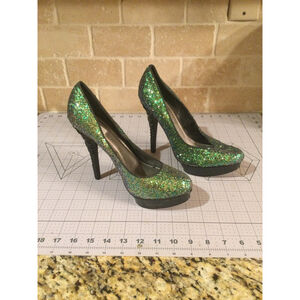Women's Rachel Roy Heels Size 9.5 Green Glitter